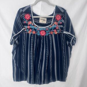 Savanna Jane Navy Rayon Top LIKE NEW 2X